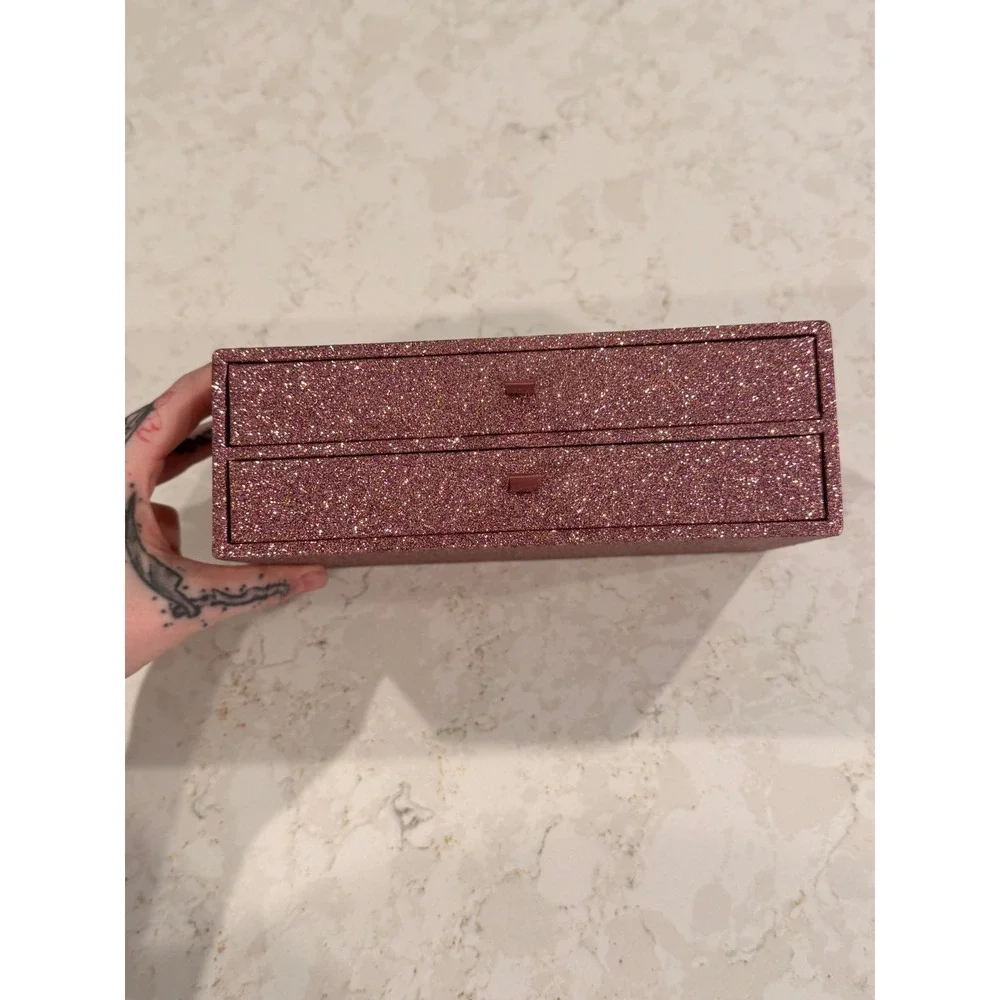Anastasia Beverly Hills Pink Glitter Makeup Case 2 Drawer Vanity Organizer Box